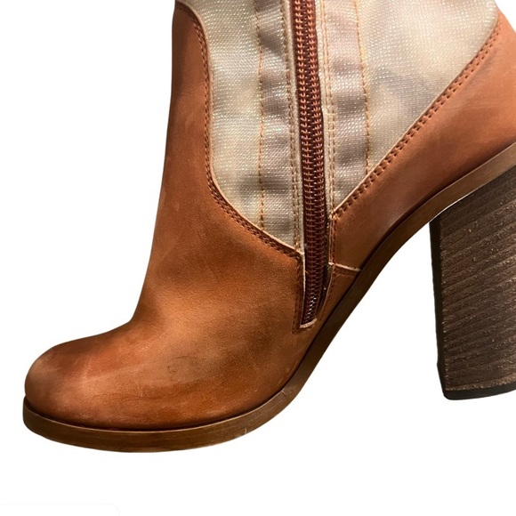 MM6 Maison Martin Margiela Tan and Mesh Ankle Boots - Picture 10 of 13